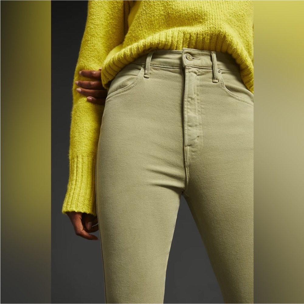 MOTHER High-Rise Olive Green Straight Jeans - Picture 3 of 15